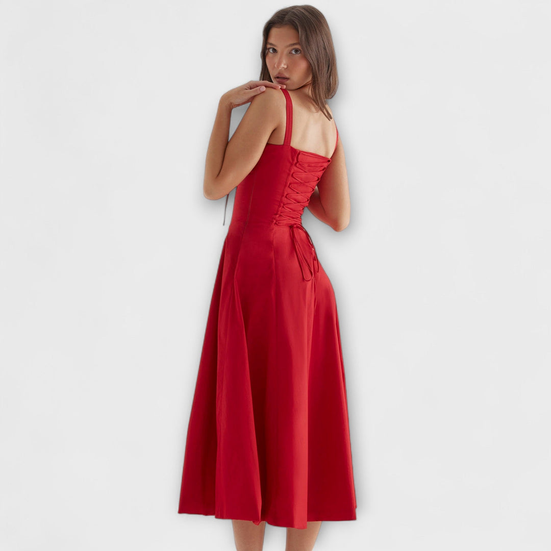 Zipporas - Fitted Bustier Dress with Modern Spring Flower Print