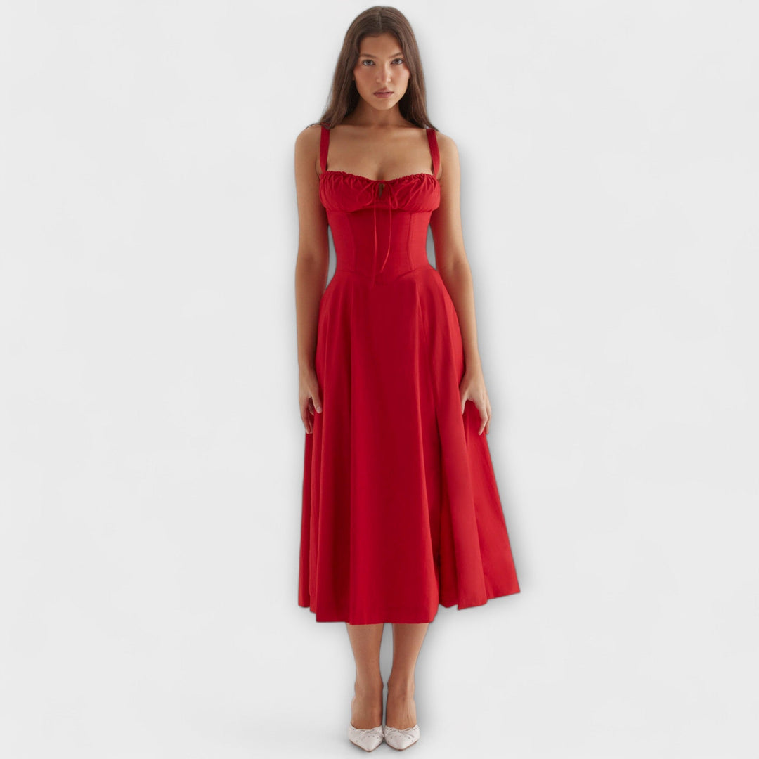 Zipporas - Fitted Bustier Dress with Modern Spring Flower Print