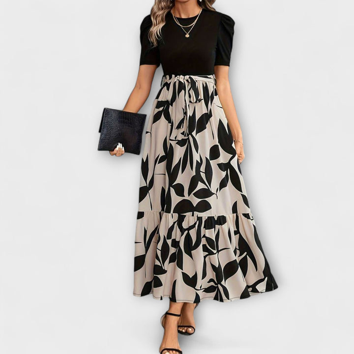 Luna - Summer Dress with Floral Pattern and Round Neck