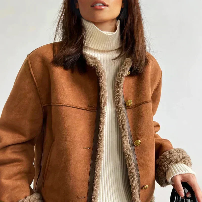 Aria| Button-Up Faux Fur Jacket