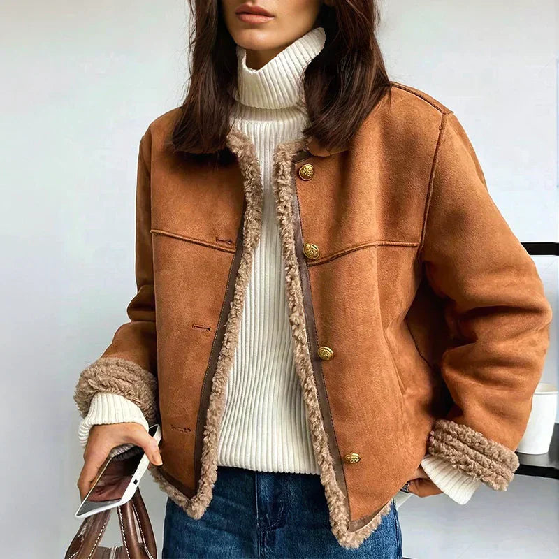 Aria| Button-Up Faux Fur Jacket