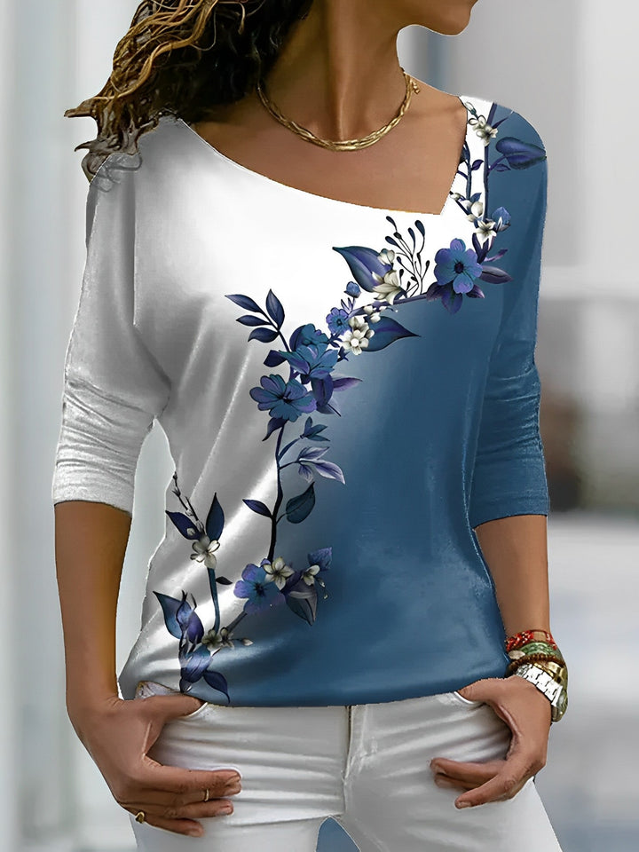 Felicity | Floral Contrast-Color Art T-Shirt