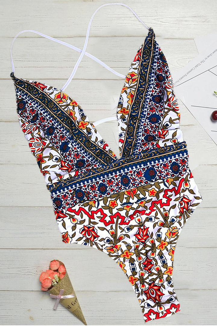 Dyani™ - BOHO PRINT SWIMSUIT WITH V-NECK DESIGN