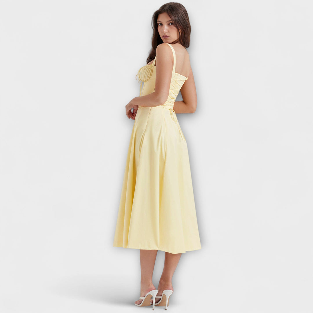 Zipporas - Fitted Bustier Dress with Modern Spring Flower Print