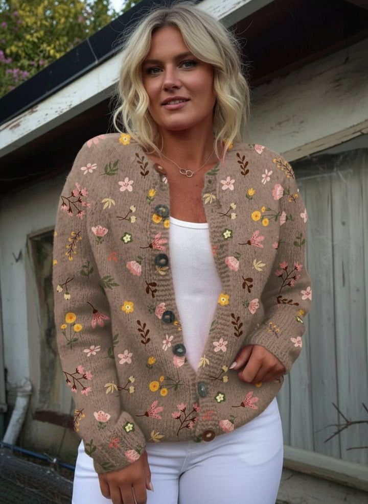 Florence – Floral Print Buttoned Casual Cardigan Sweater