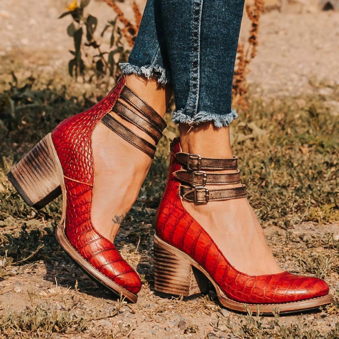 Gene | Multiple Strap High Heels with Thick Heel