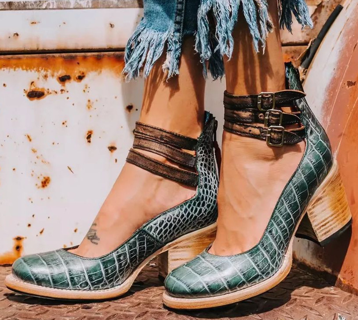 Gene | Multiple Strap High Heels with Thick Heel