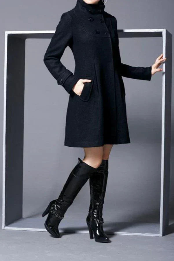 Aria™ | Stylish Wool Coat with Hood for an Elegant Look