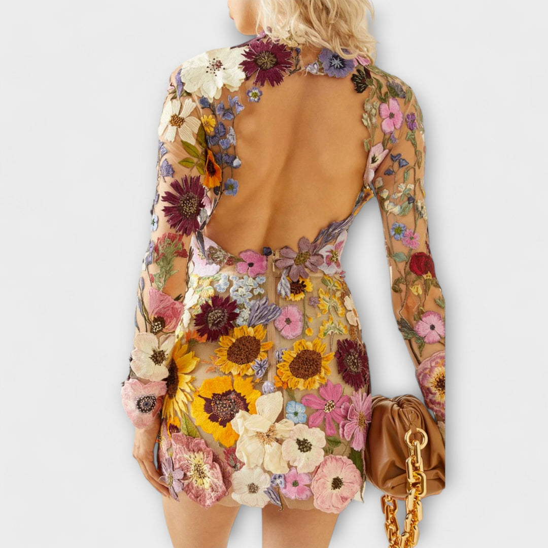 Dolores - Dress with 3D Flower Pattern