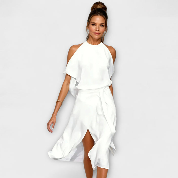 Madonna - Elegant Dress with fashionable shoulder cut