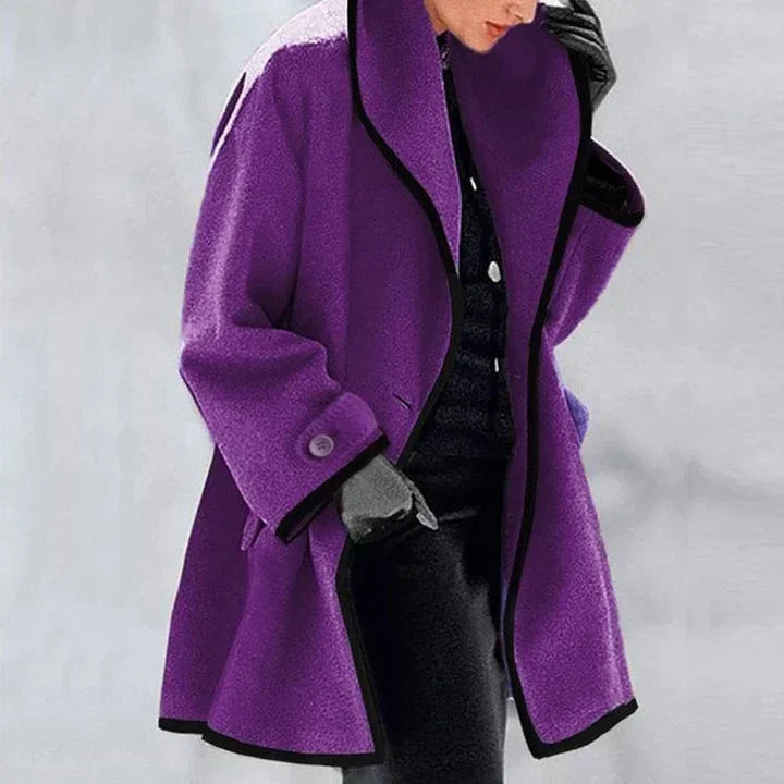 SHIRLEY – ELEGANT CONTRAST TRIM COAT