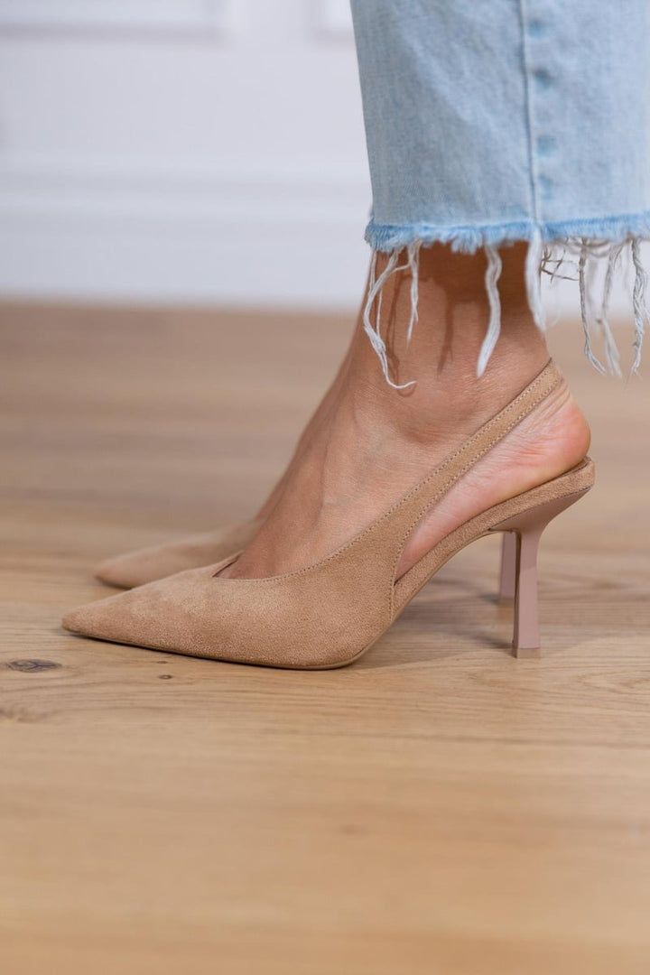 Maria | Nude Slingback Pumps with Slim Heel