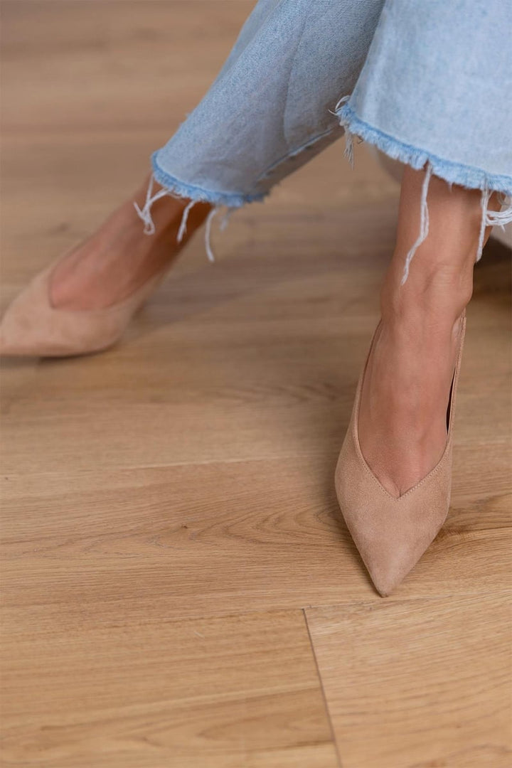 Maria | Nude Slingback Pumps with Slim Heel