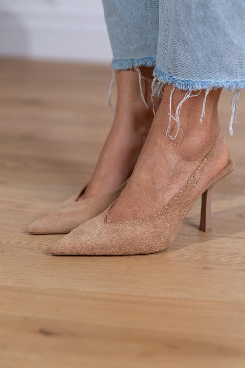 Maria | Nude Slingback Pumps with Slim Heel
